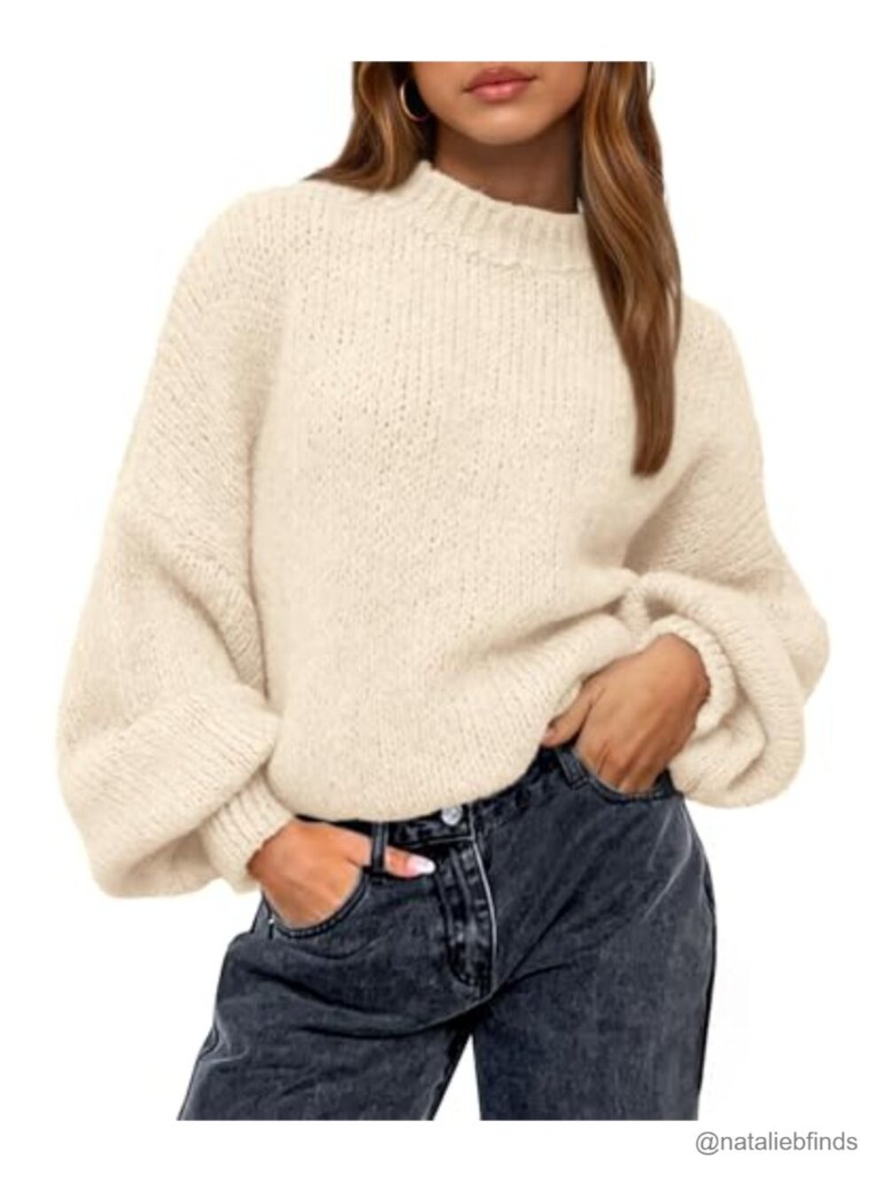 Oversized Pullover Sweater for Women Long Sleeve Crew Neck Knit Fall Top